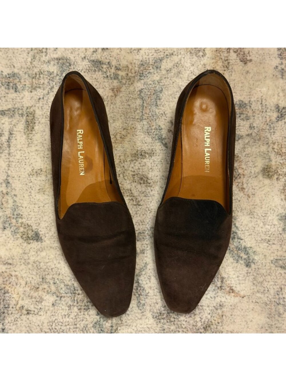 Ralph Lauren Chocolate Brown Suede Heel Loafers Size 6.5 Quiet Luxury - Picture 4 of 8